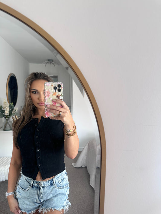 The Reeva - Button Up Waist Coat Top