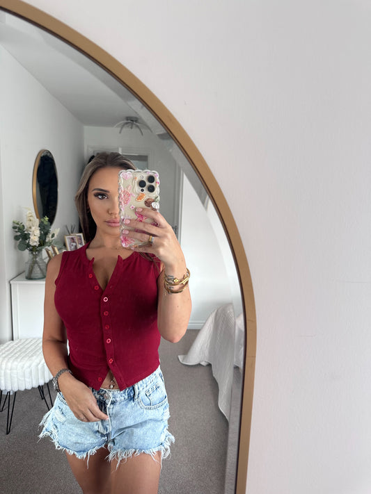 The Reeva - Button Up Waist Coat Top