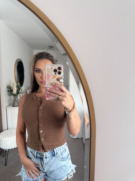 The Reeva - Button Up Waist Coat Top